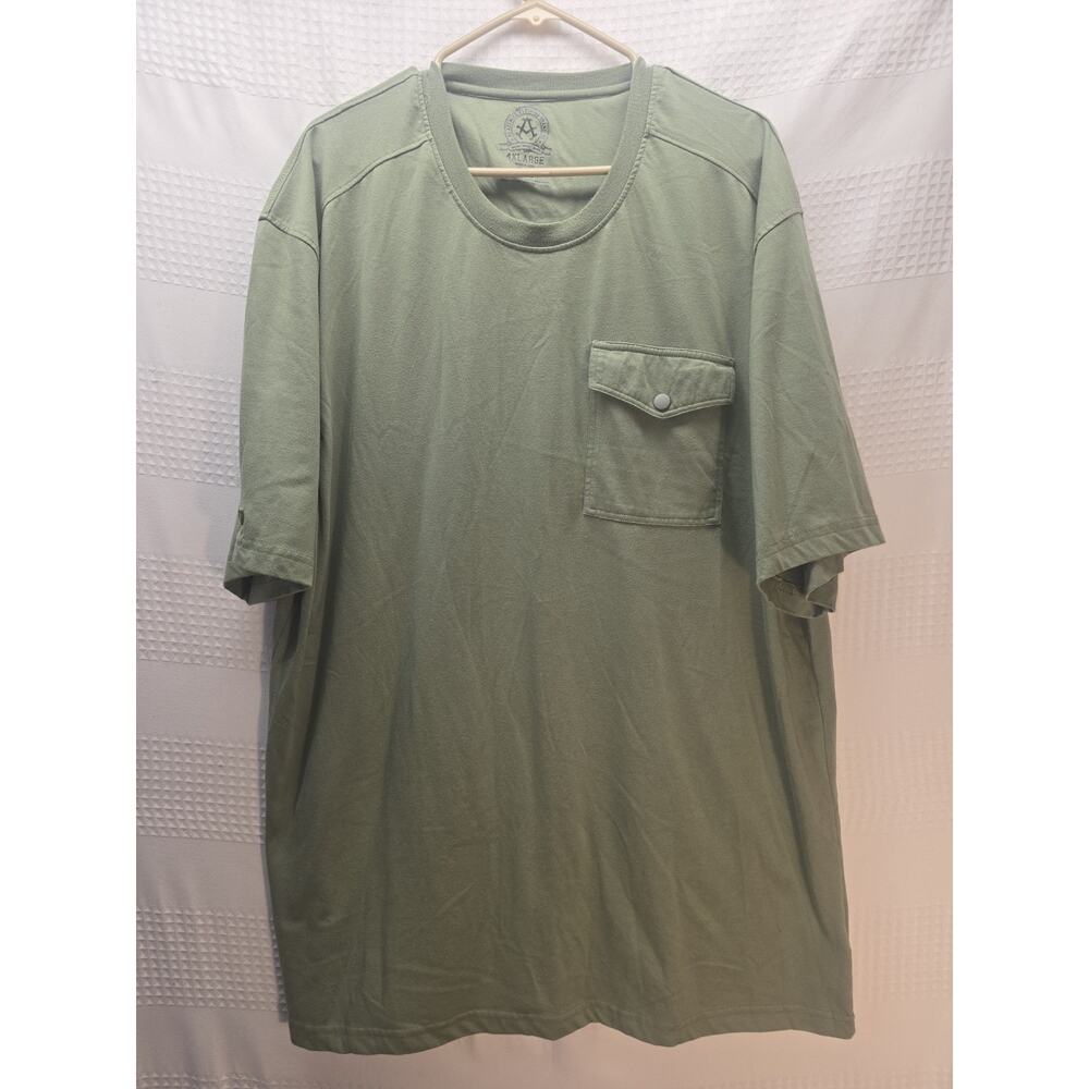 Akedemik Tshirt Mens Size 4XL Short Sleeve Green Pocket Crew Neck Long 6880